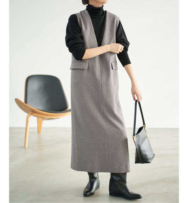 Spick and Span「《WEB限定 / 追加予約》ダブルクロスVネックワンピース」|ワンピース|