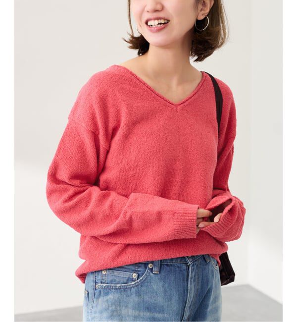 FRAMeWORK「カベイトVネックニット」|ニット・セーター|レッド