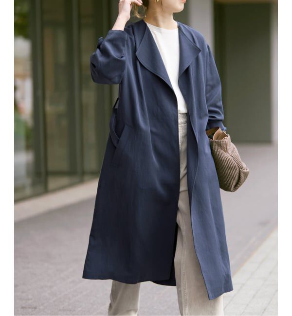 Spick and Span「《予約》ノーカラーコート」|ノーカラーコート|ネイビー