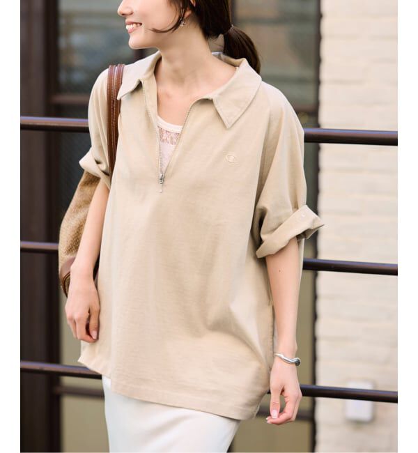 FRAMeWORK「≪予約≫CHAMPION/チャンピオン 別注JERSEY HALF ZIP TEE」|Tシャツ・カットソー|ベージュ