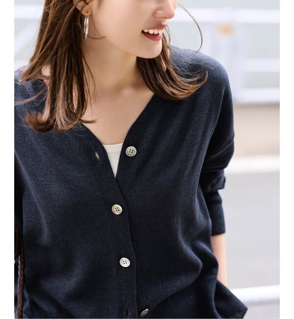 FRAMeWORK「≪予約≫ペーパーコットン Vカーディガン」|カーディガン|ネイビー