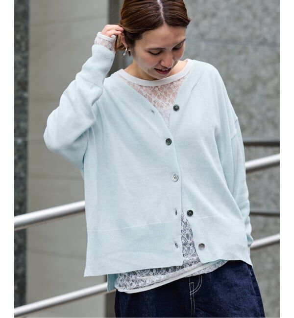 FRAMeWORK「≪予約≫ペーパーコットン Vカーディガン」|カーディガン|サックスブルー