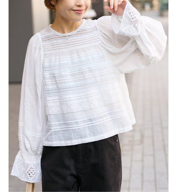 Spick and Span「《予約》ne Quittez pas / ヌキテパ 別注Pintuck & Lace Blouse*」|シャツ・ブラウス|
