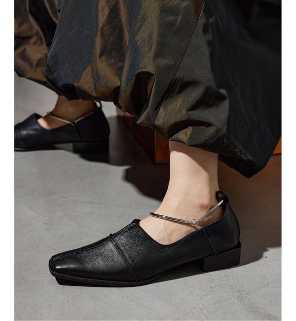 GRISE「《追加予約》GRISEレザースクエアクロスシームアンクルフラット」|その他|