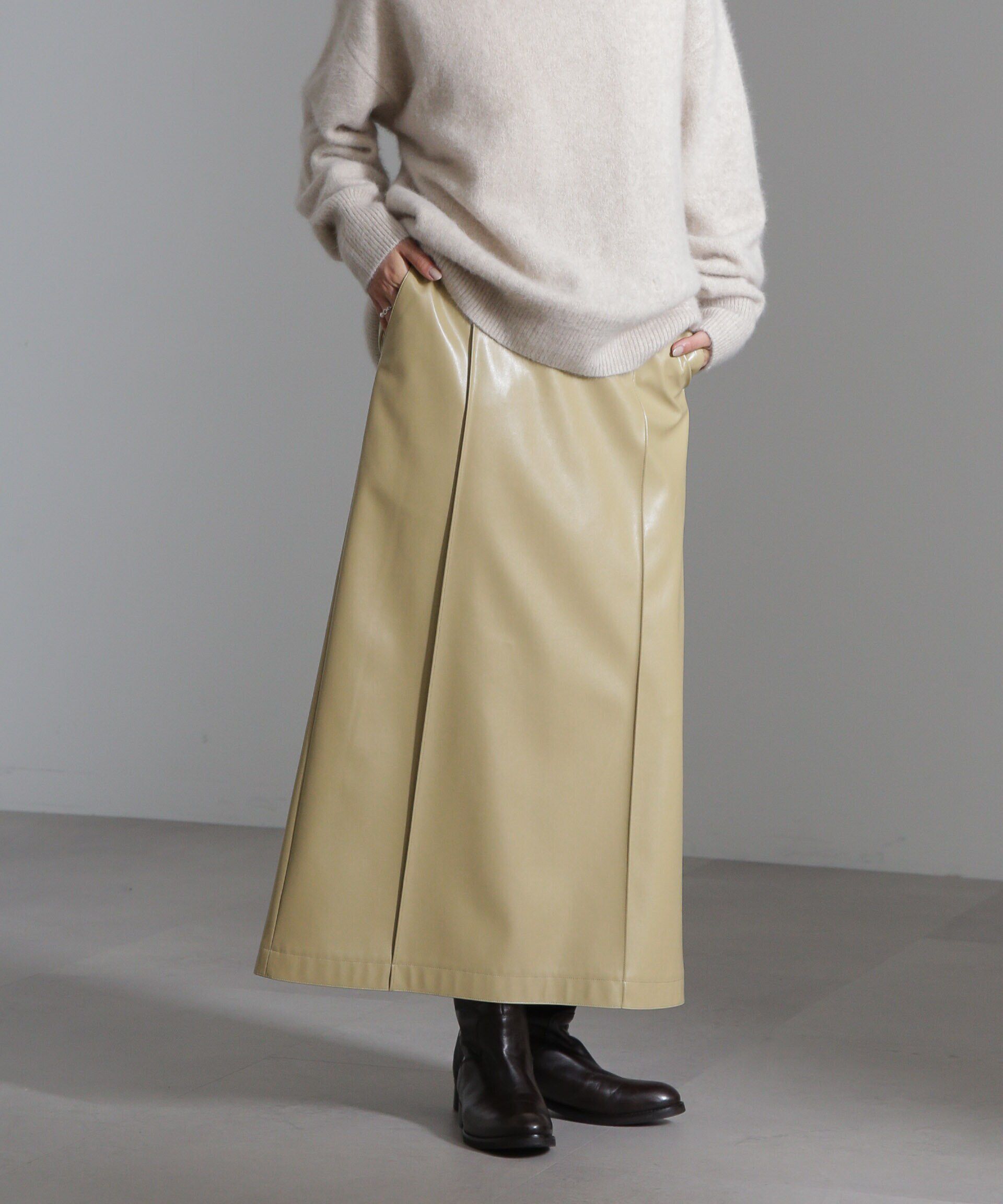 nano･universe「フェイクレザーピンタックスカート(セットアップ可)」|スカート|