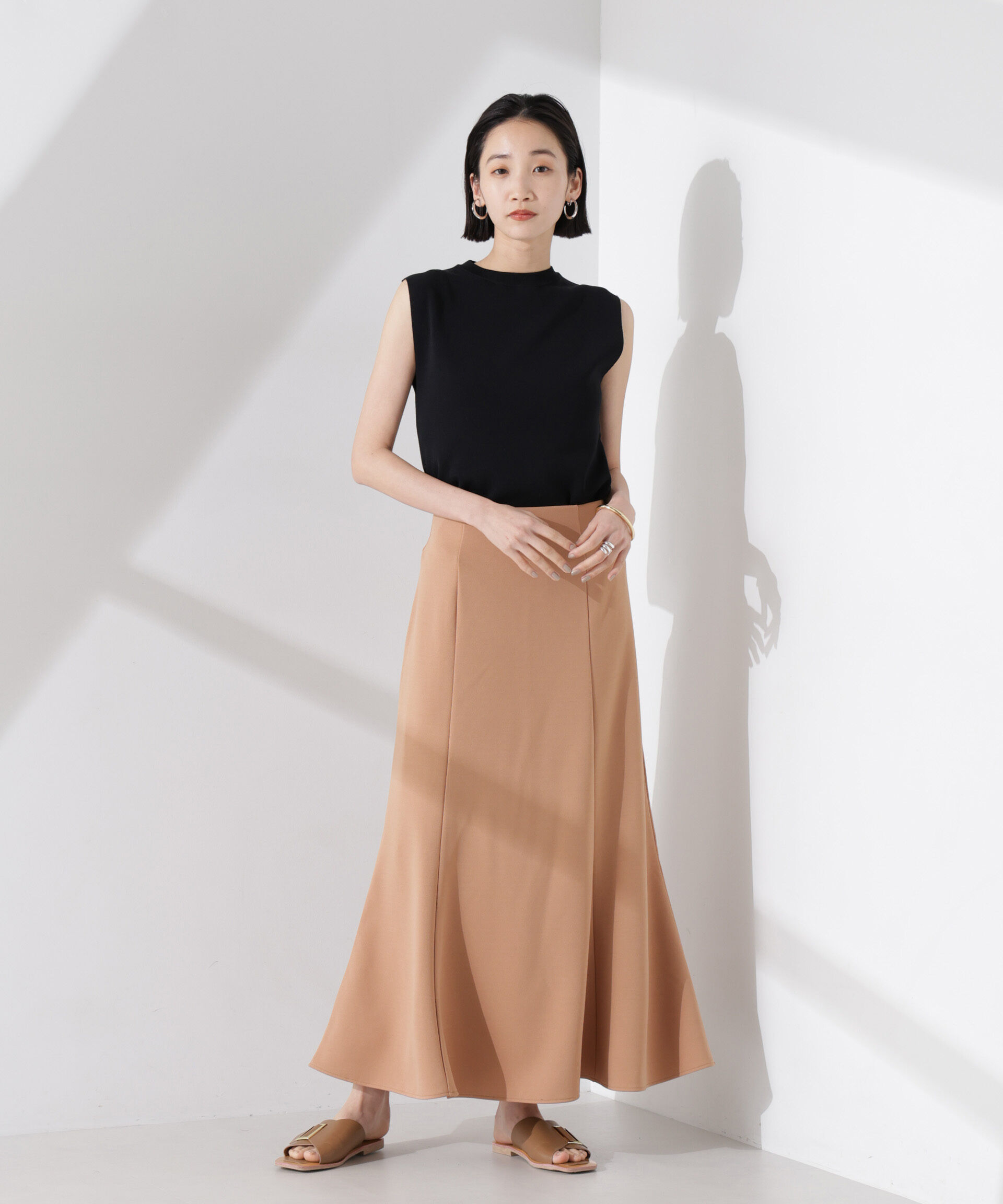 nano･universe「カットジョーゼットフレアスカート（セットアップ可）」|スカート|