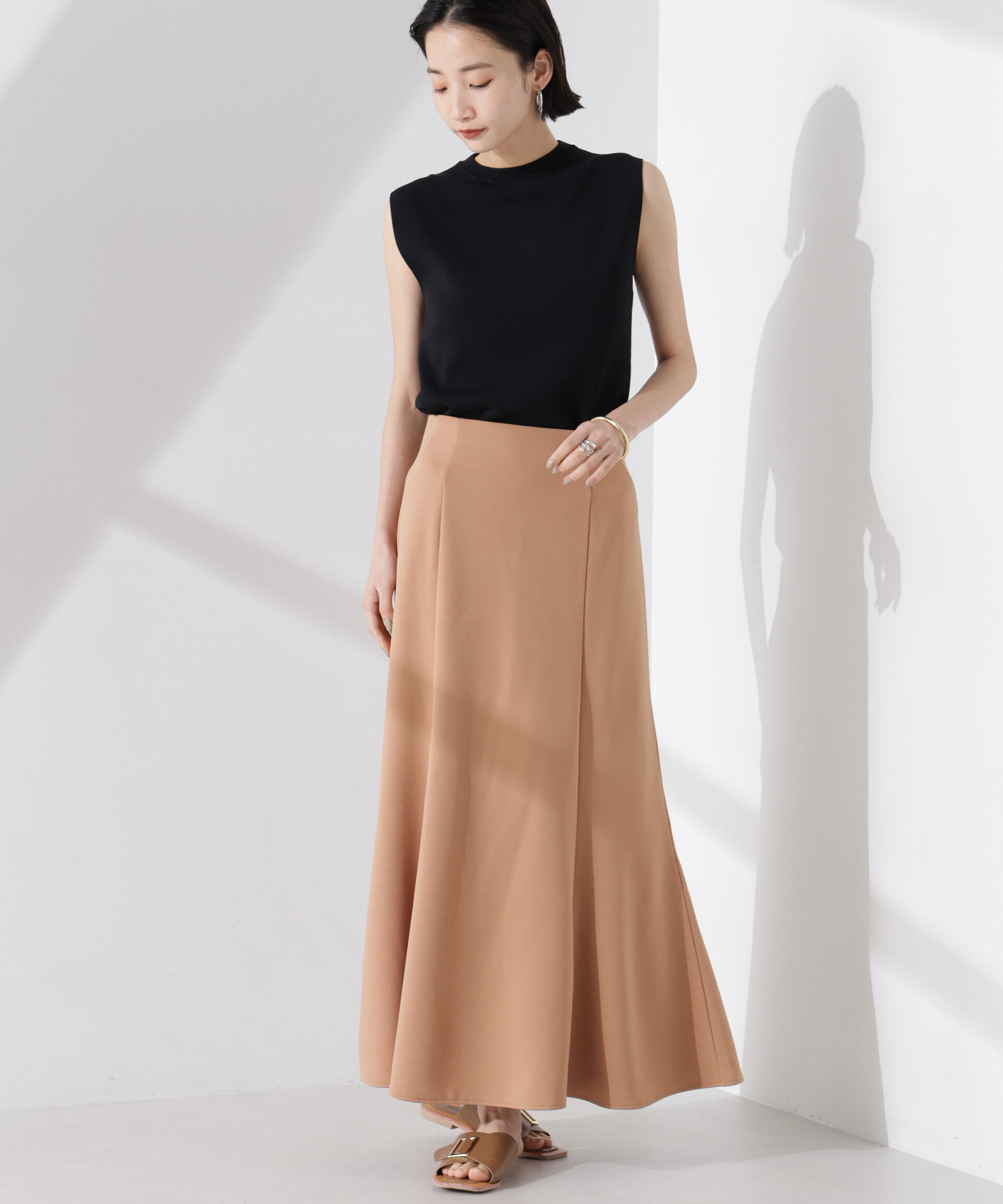 nano･universe「カットジョーゼットフレアスカート（セットアップ可）」|スカート|