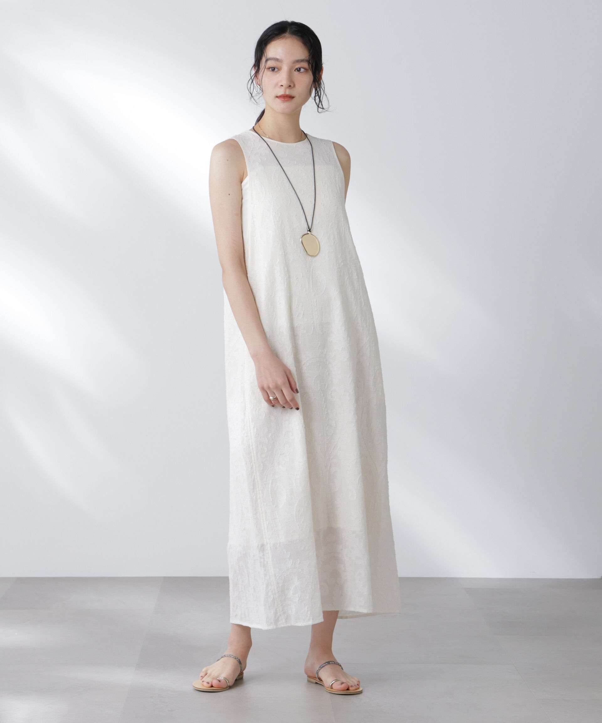 nano･universe「made in india カットワークジャカードワンピース(セットアップ可)」|ワンピース|