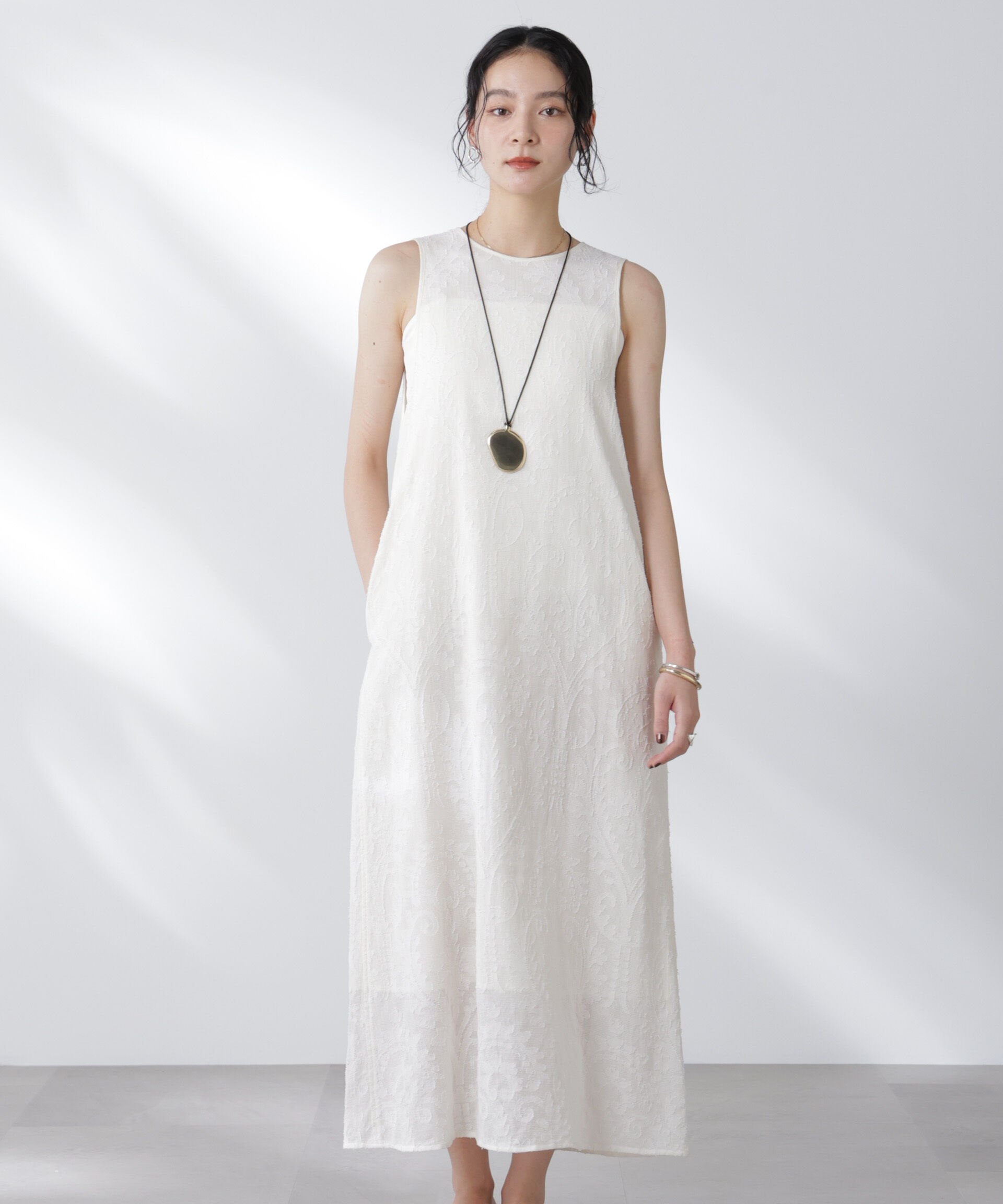 nano･universe「made in india カットワークジャカードワンピース(セットアップ可)」|ワンピース|