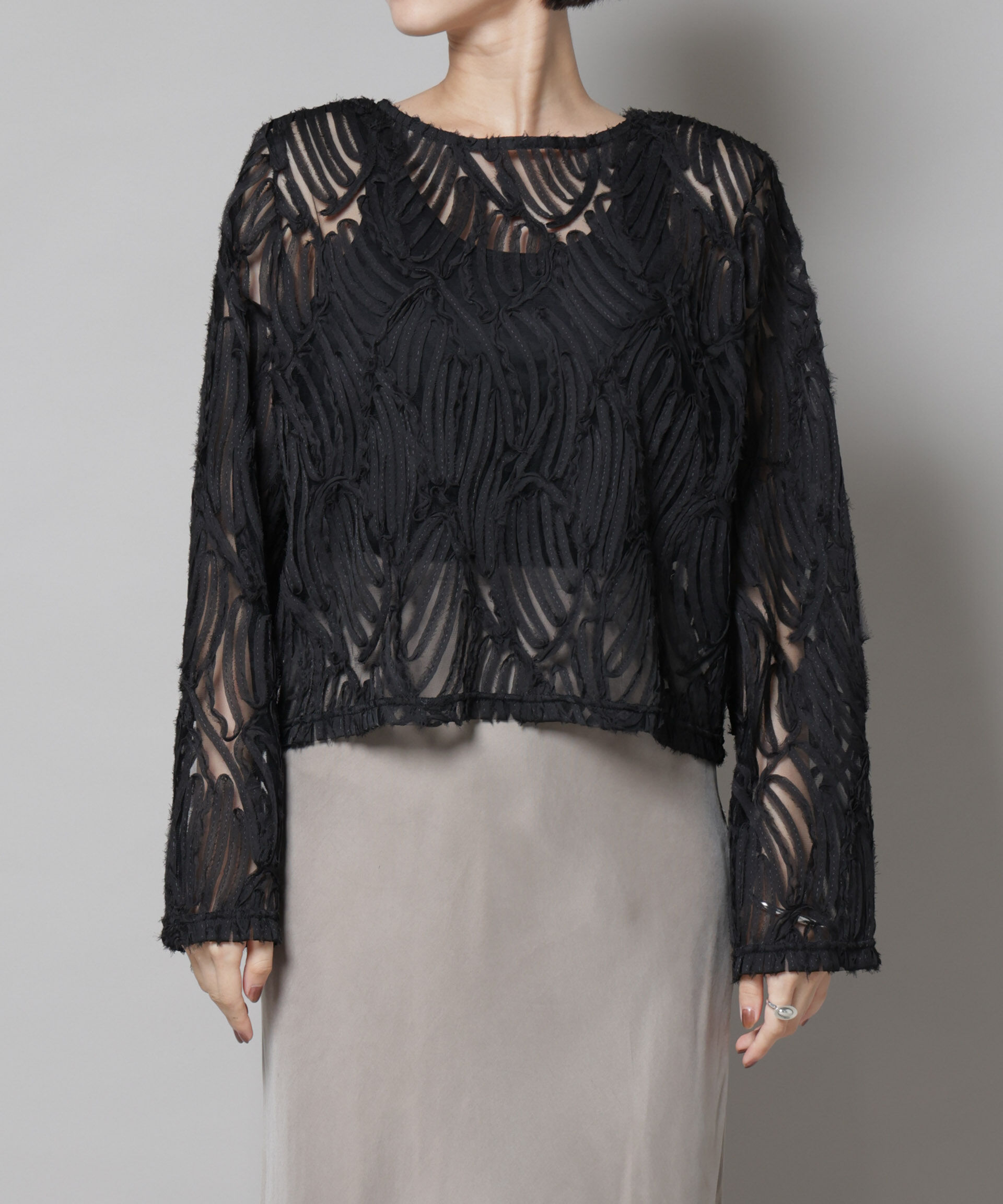 nano･universe「テープ刺繍チュール前後2wayカーディガン(セットアップ可)」|シャツ・ブラウス|