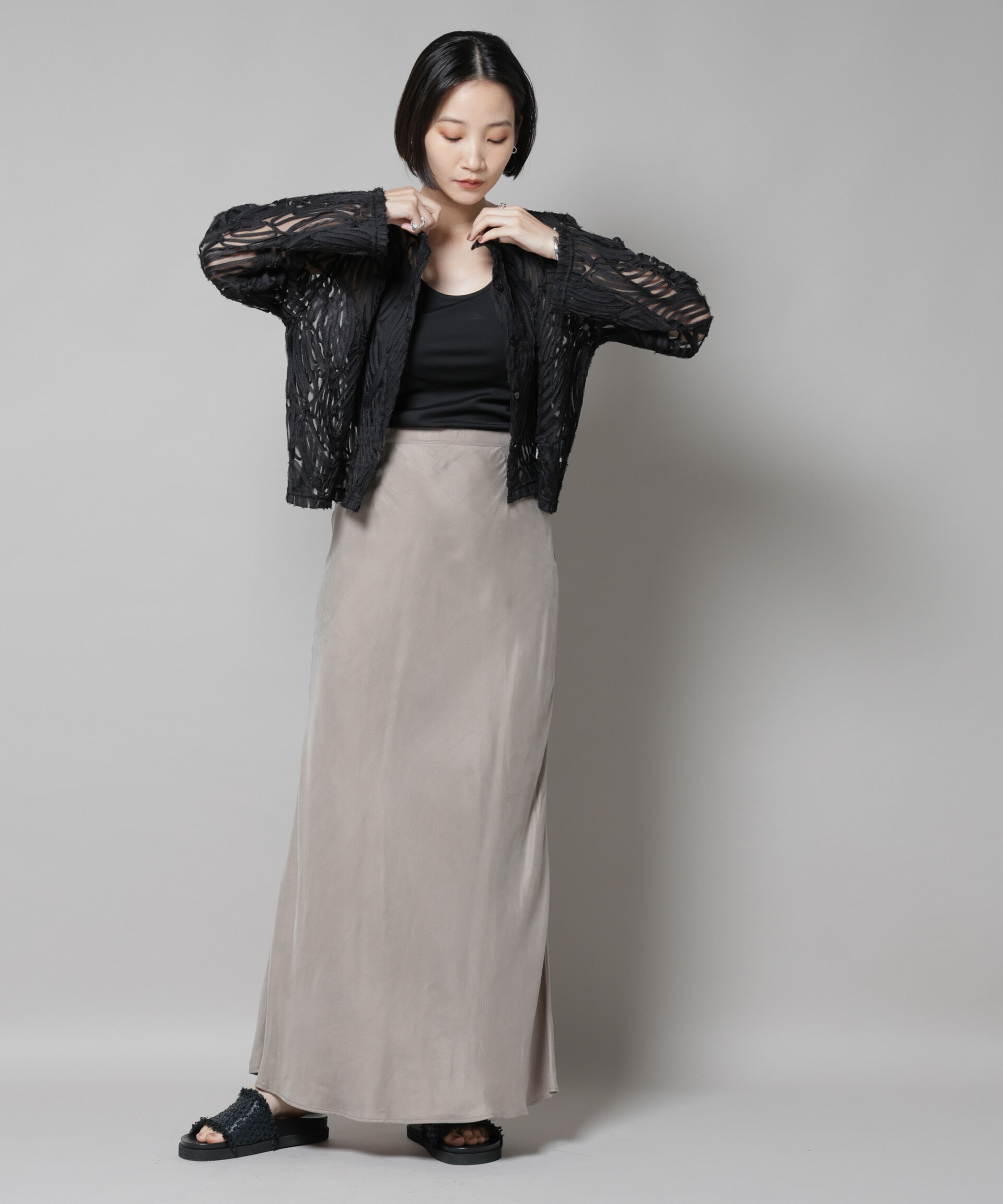 nano･universe「テープ刺繍チュール前後2wayカーディガン(セットアップ可)」|シャツ・ブラウス|