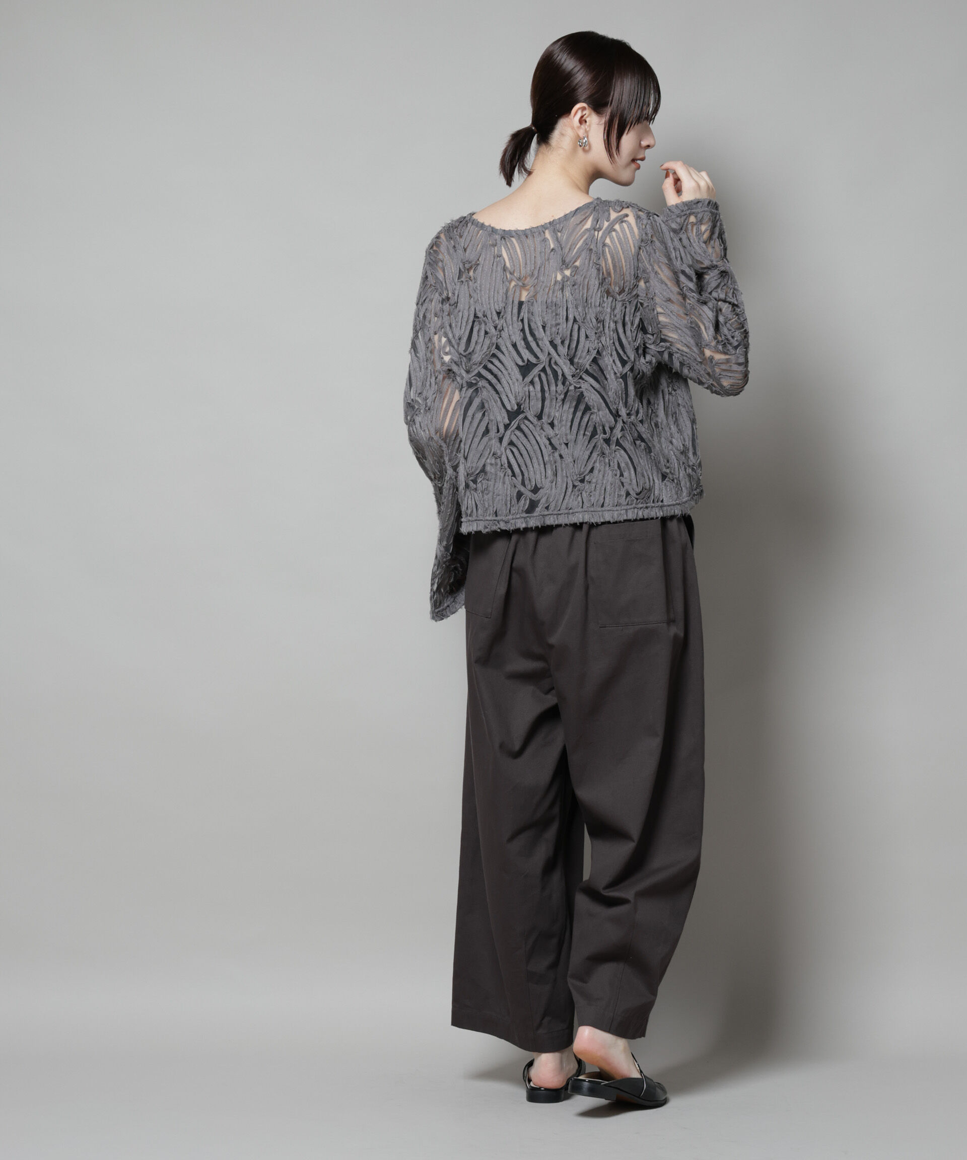 nano･universe「テープ刺繍チュール前後2wayカーディガン(セットアップ可)」|シャツ・ブラウス|