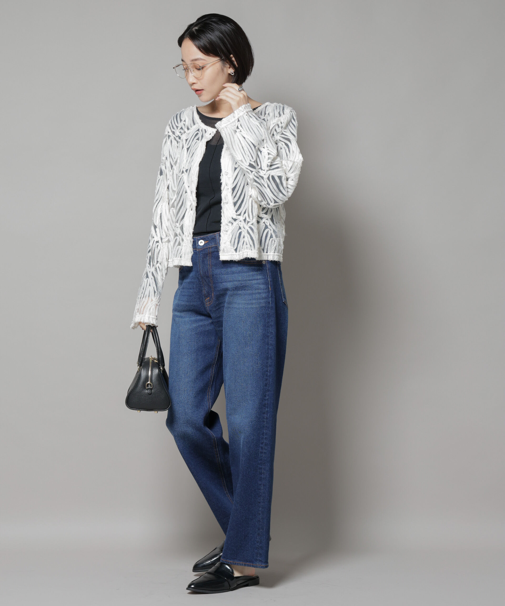 nano･universe「テープ刺繍チュール前後2wayカーディガン(セットアップ可)」|シャツ・ブラウス|