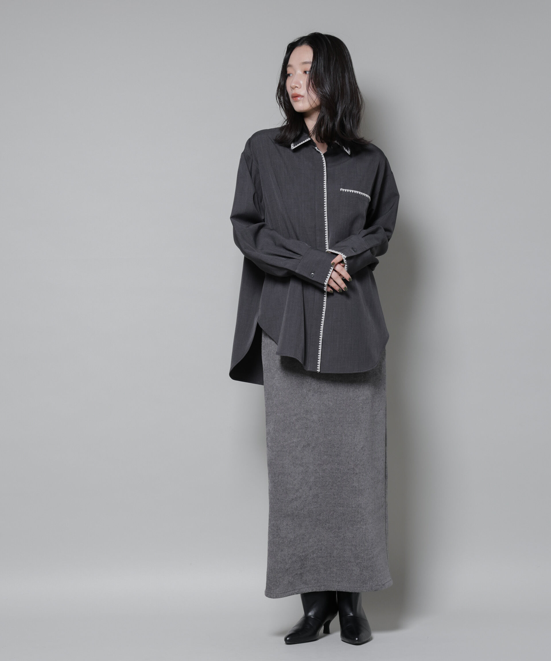 nano･universe「トリミング刺繍ツイルシャツ」|シャツ・ブラウス|