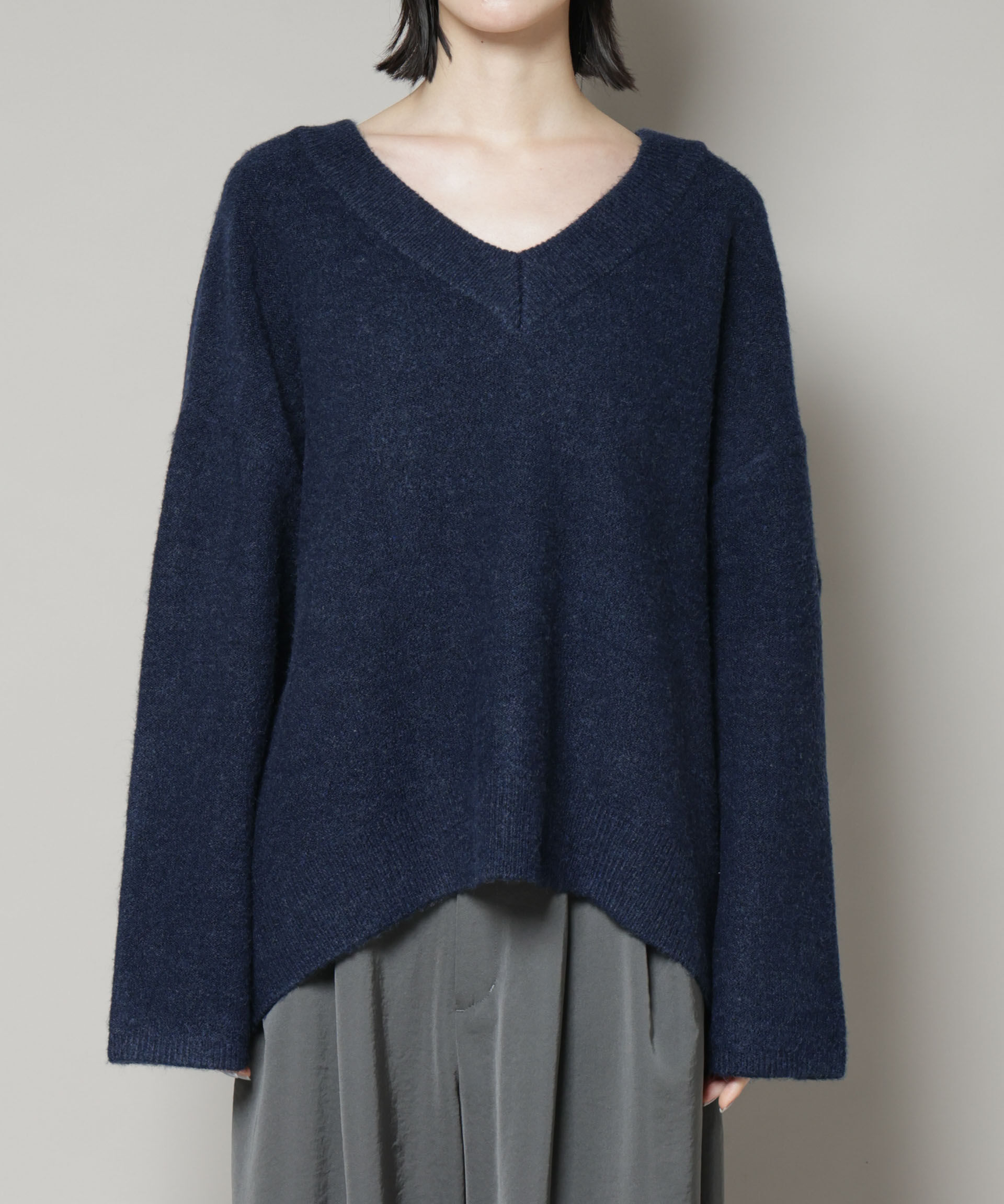 nano･universe「Vネックワイドシルエット圧縮ニット」|ニット・セーター|