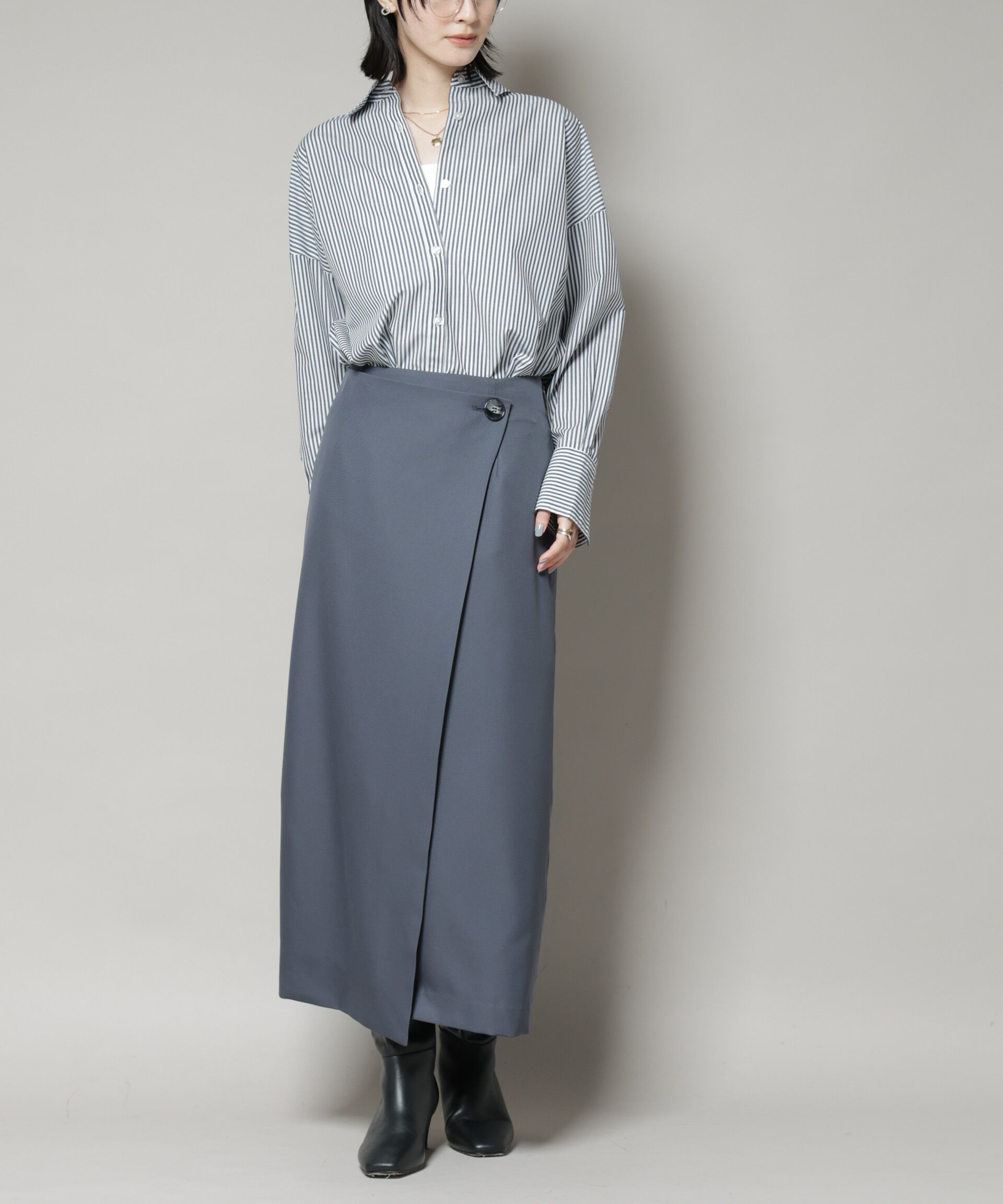 nano･universe「ラップ風スカート」|スカート|グレー