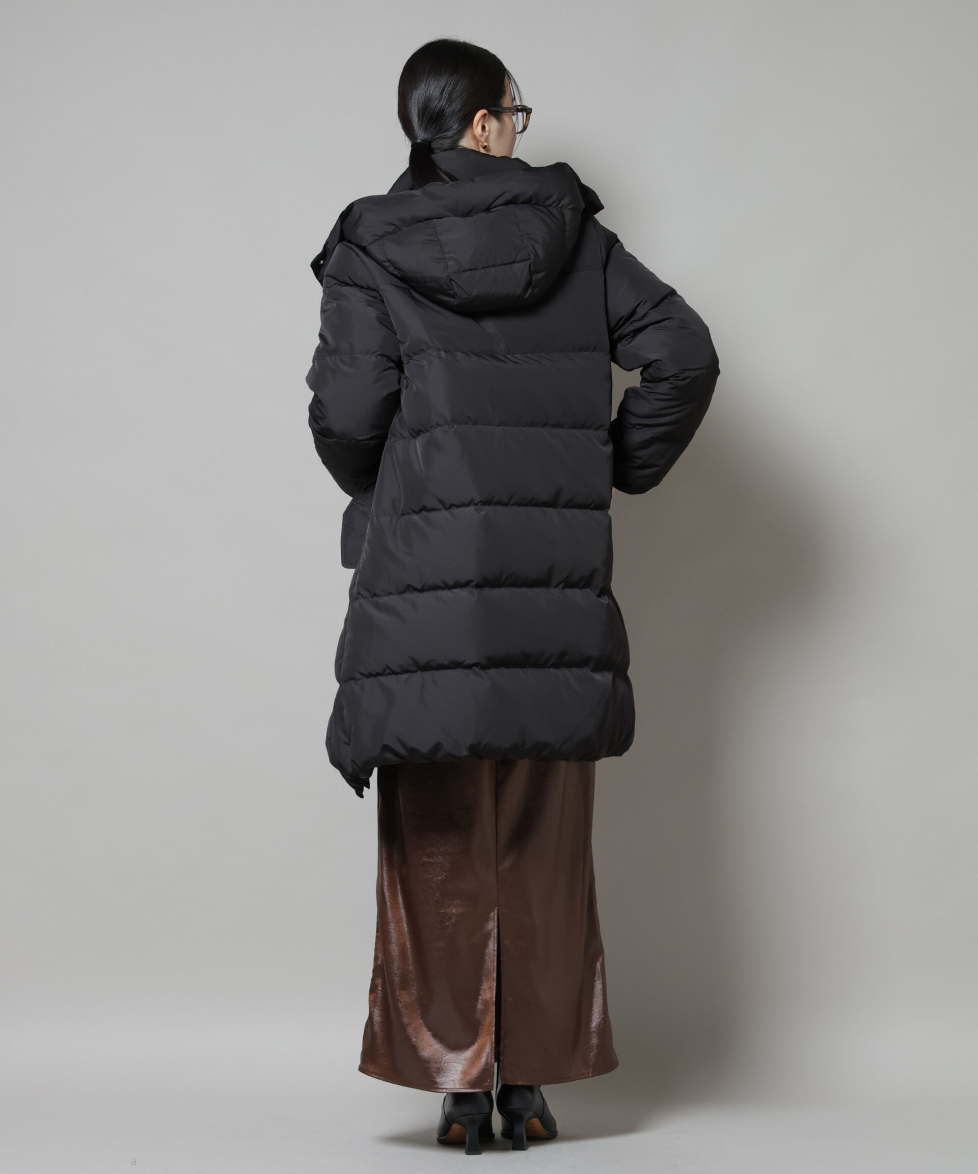 nano･universe「撥水加工 フードロングダウンコート」|ダウン|