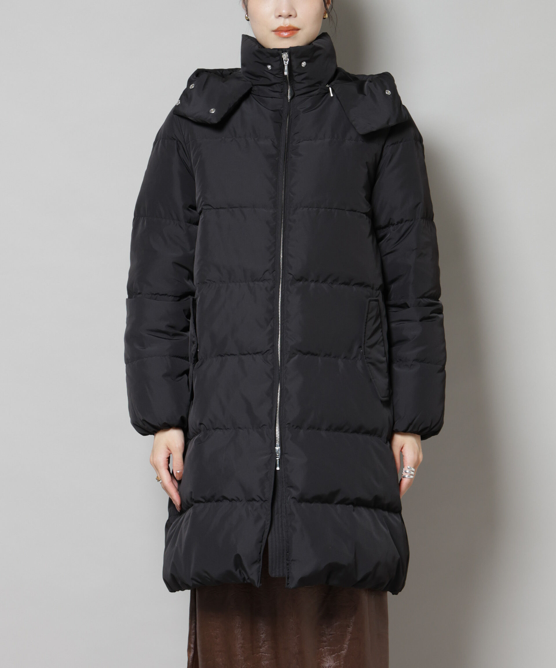 nano･universe「撥水加工 フードロングダウンコート」|ダウン|