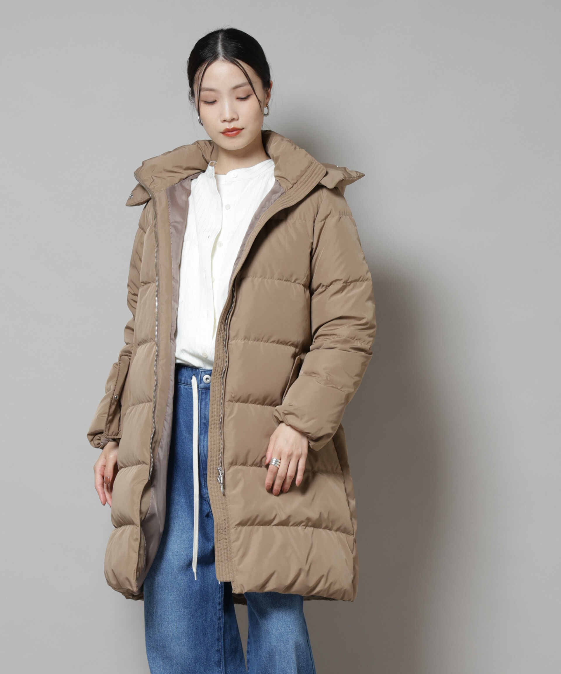 nano･universe「撥水加工 フードロングダウンコート」|ダウン|