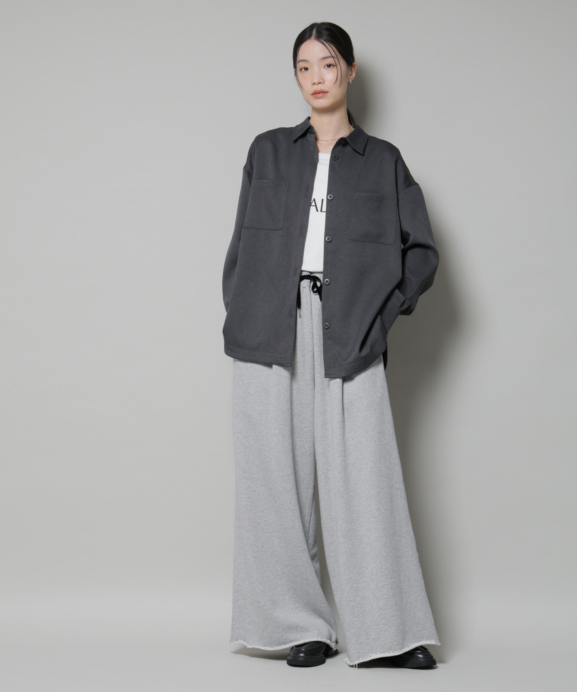 nano･universe「ウールライクポリエステルワイドシルエットシャツ(セットアップ可)」|シャツ・ブラウス|