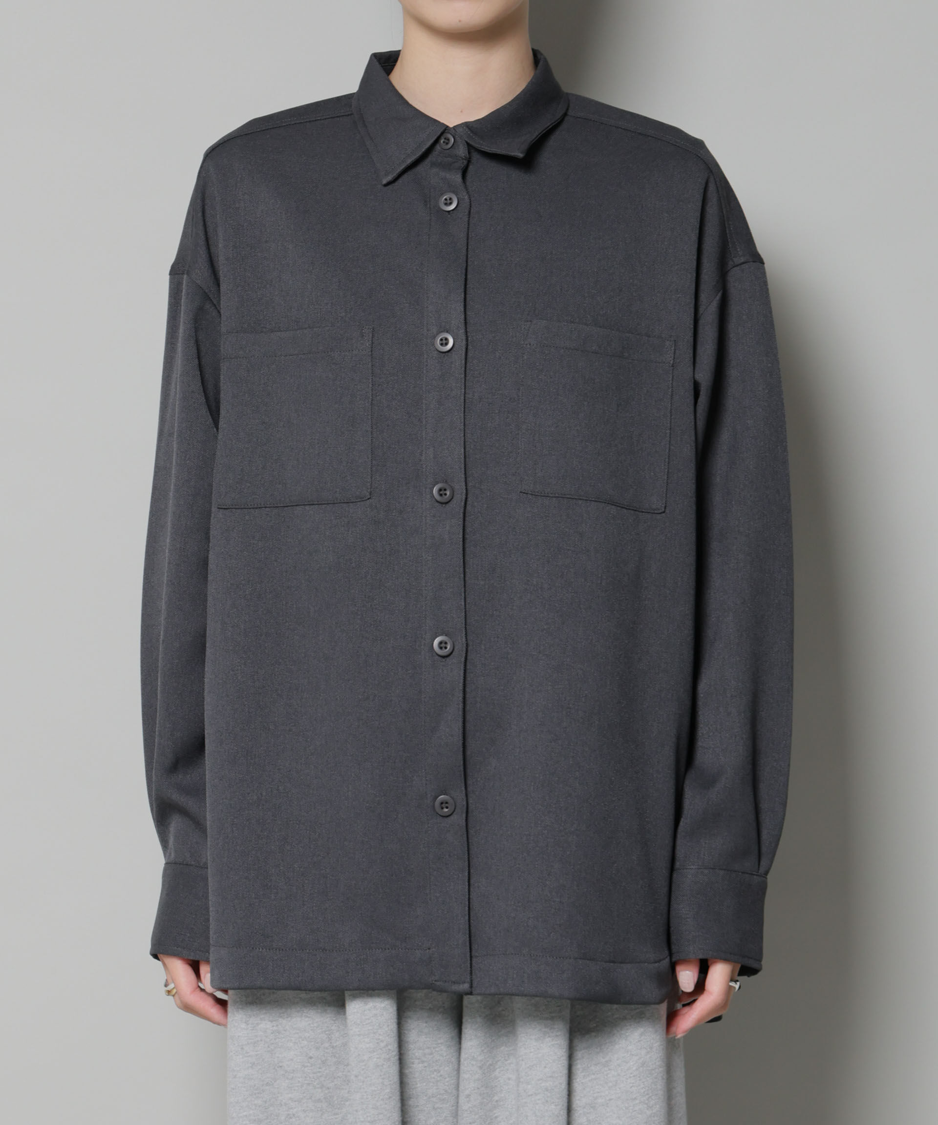 nano･universe「ウールライクポリエステルワイドシルエットシャツ(セットアップ可)」|シャツ・ブラウス|