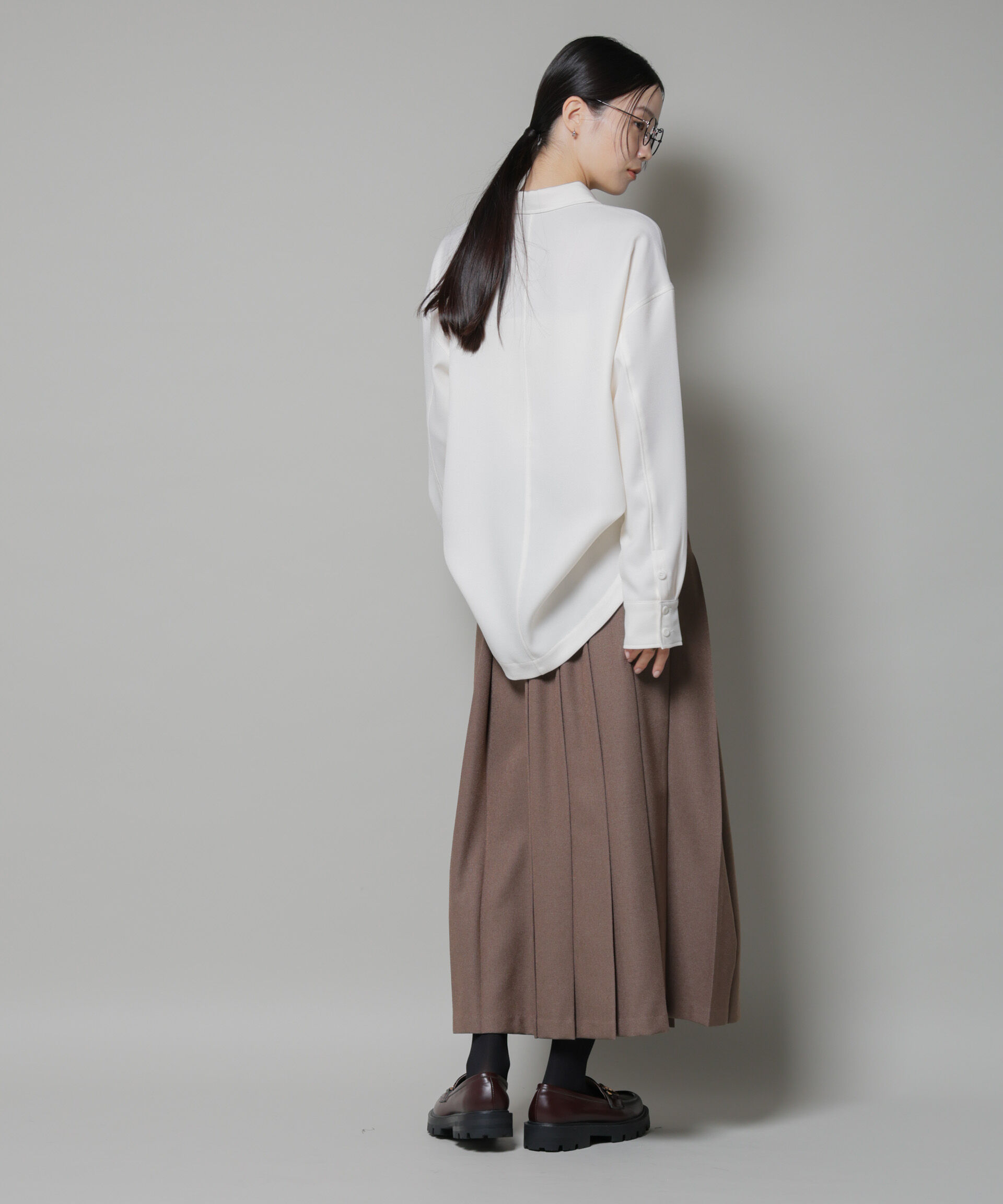 nano･universe「ウールライクポリエステルワイドシルエットシャツ(セットアップ可)」|シャツ・ブラウス|