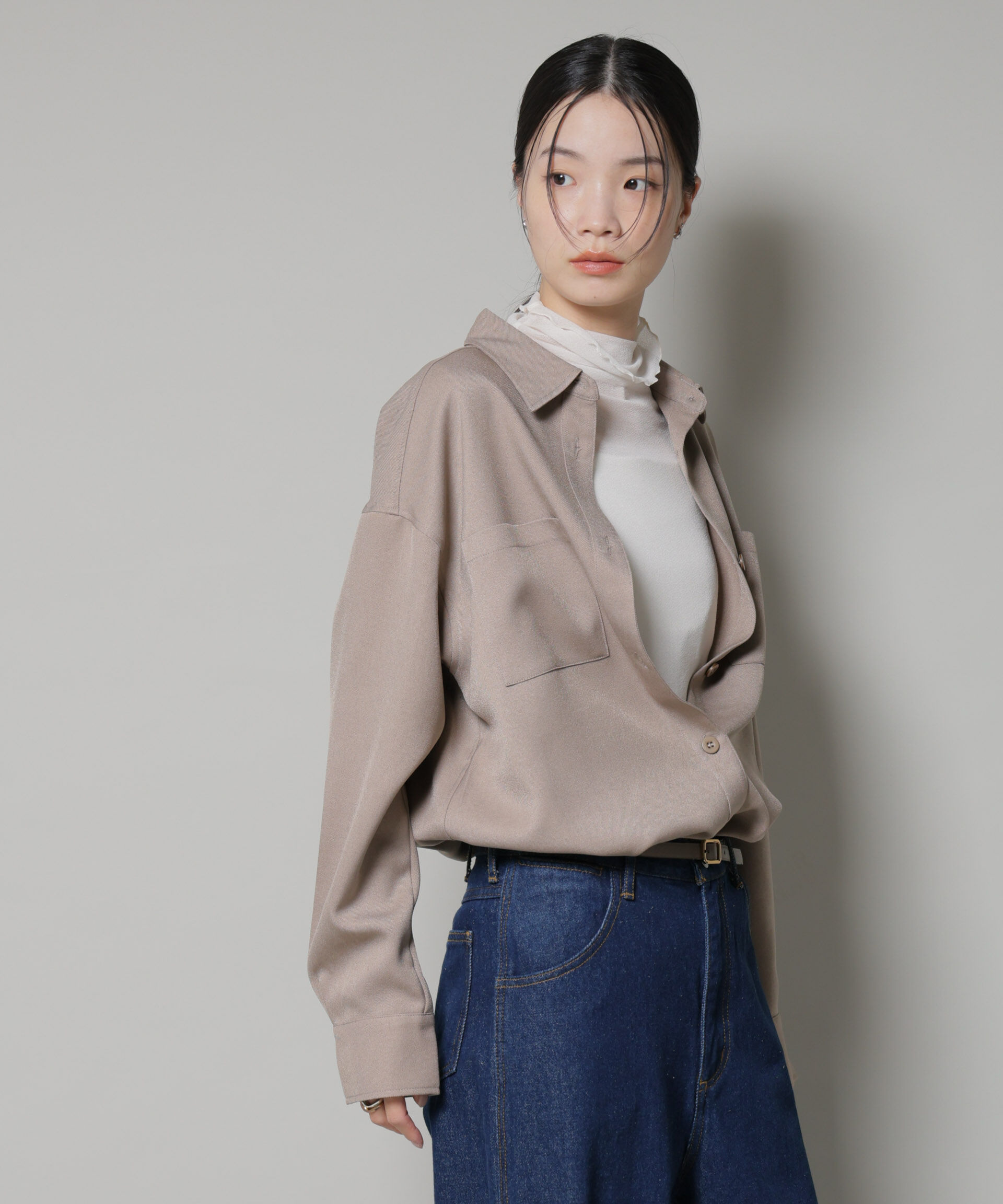 nano･universe「ウールライクポリエステルワイドシルエットシャツ(セットアップ可)」|シャツ・ブラウス|