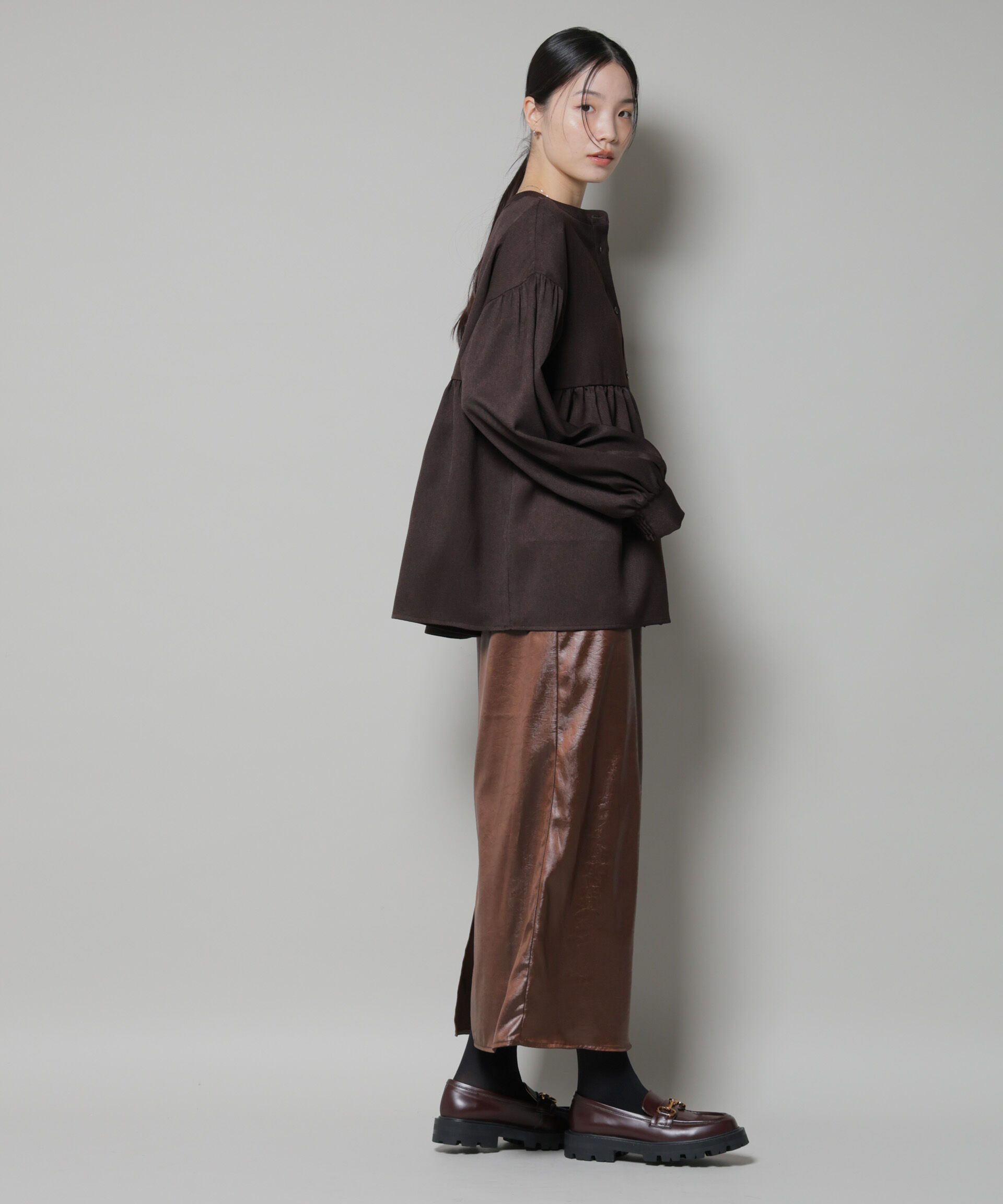 nano･universe「ｳｰﾙﾗｲｸﾎﾟﾘｴｽﾃﾙ前後2way切り替えﾍﾟﾌﾟﾗﾑﾌﾞﾗｳｽ(ｾ  」|シャツ・ブラウス|