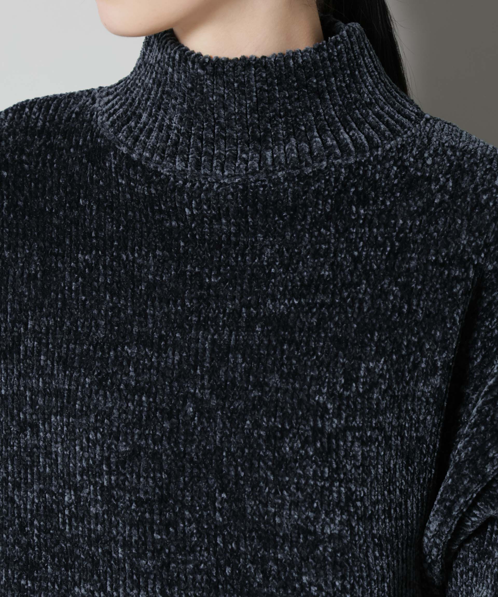 nano･universe「ベロアモールハイネックワイドニット」|ニット・セーター|