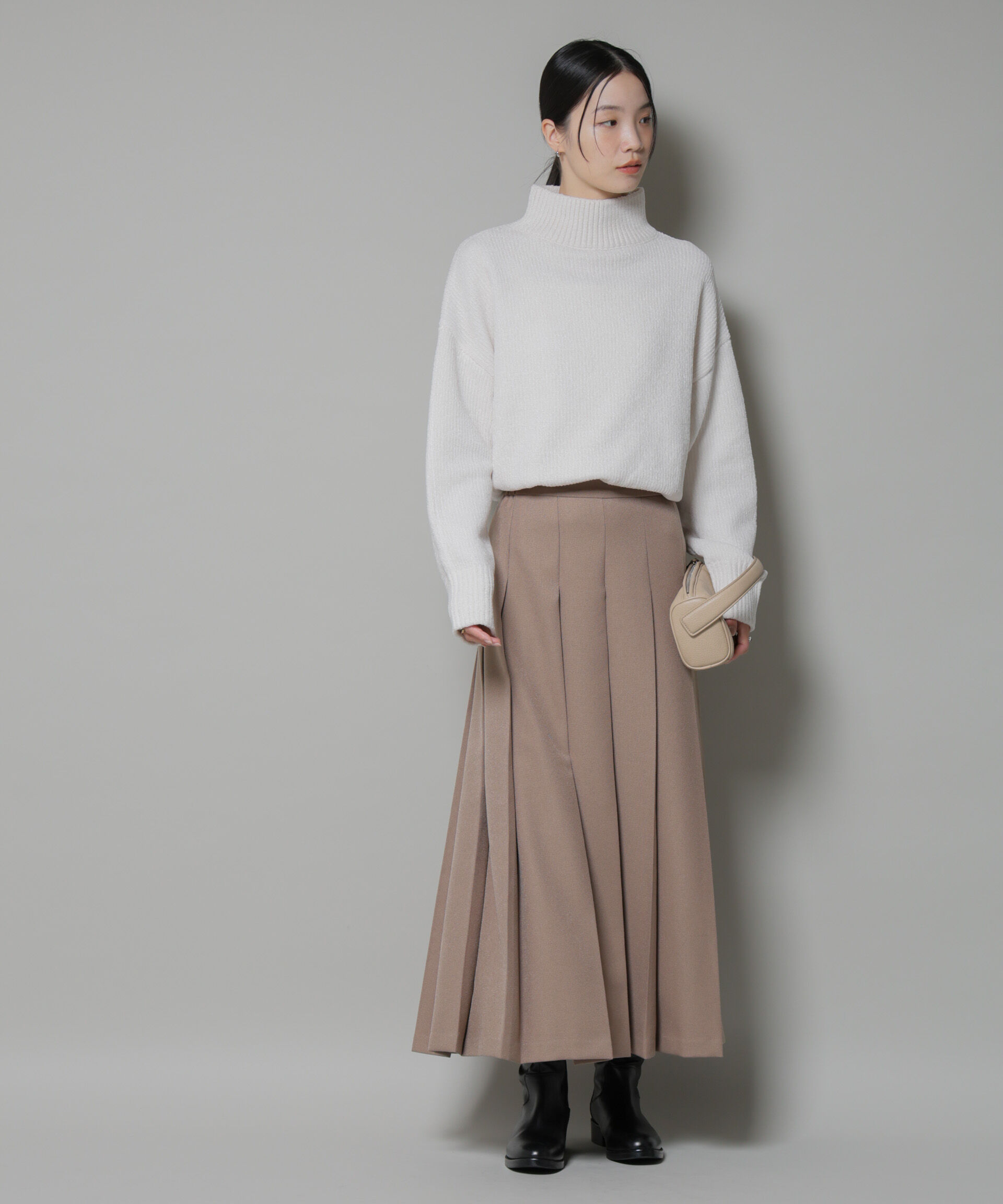 nano･universe「ベロアモールハイネックワイドニット」|ニット・セーター|