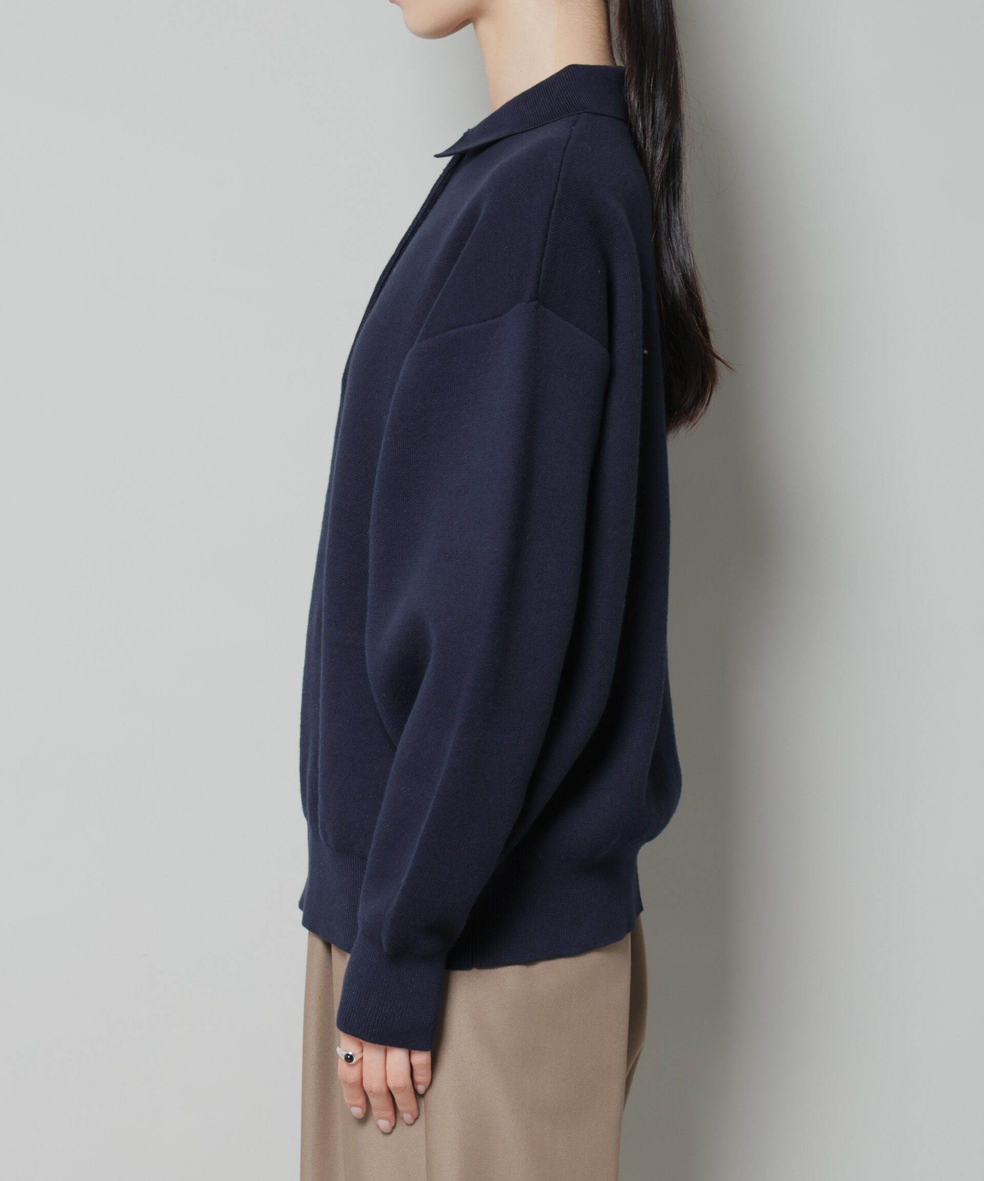 nano･universe「スウェットライク衿付きボタンニット」|ニット・セーター|