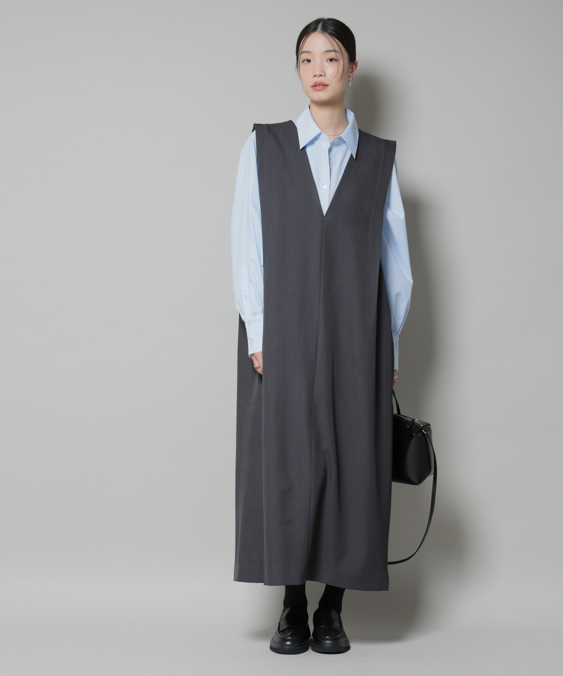 nano･universe「ショルダータックVネックワンピース」|ワンピース|