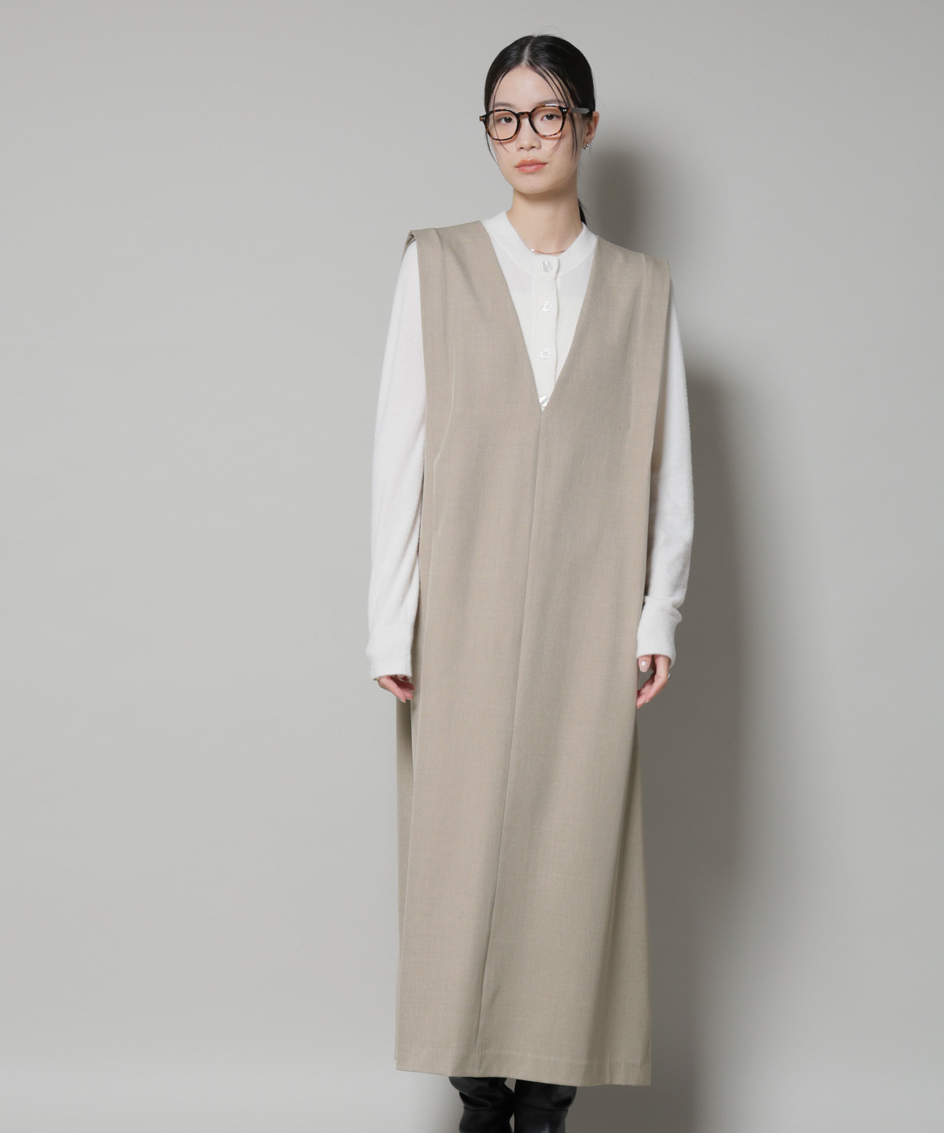 nano･universe「ショルダータックVネックワンピース」|ワンピース|