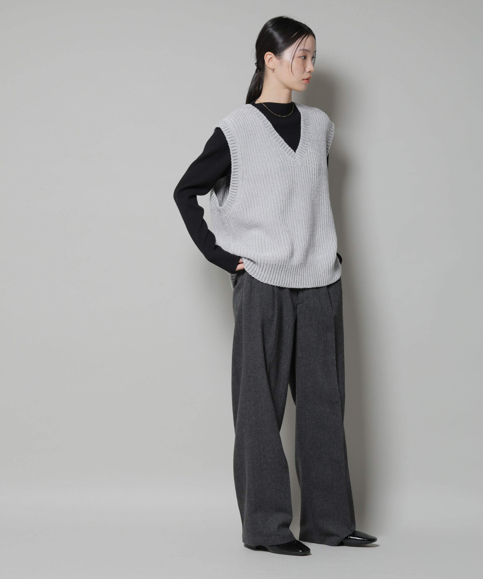 nano･universe「ツイードワンタックパンツ」|チノ|