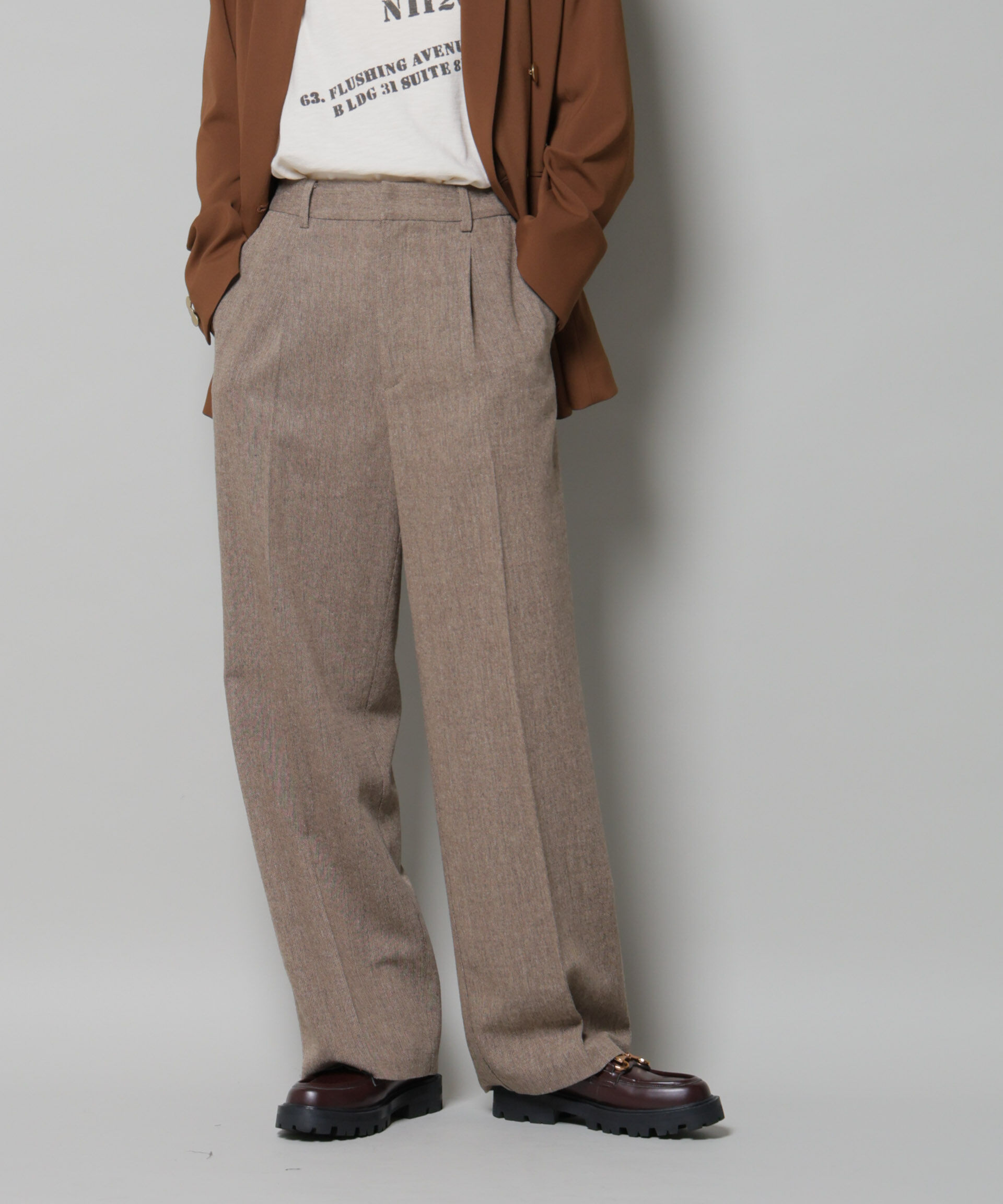 nano･universe「ツイードワンタックパンツ」|チノ|