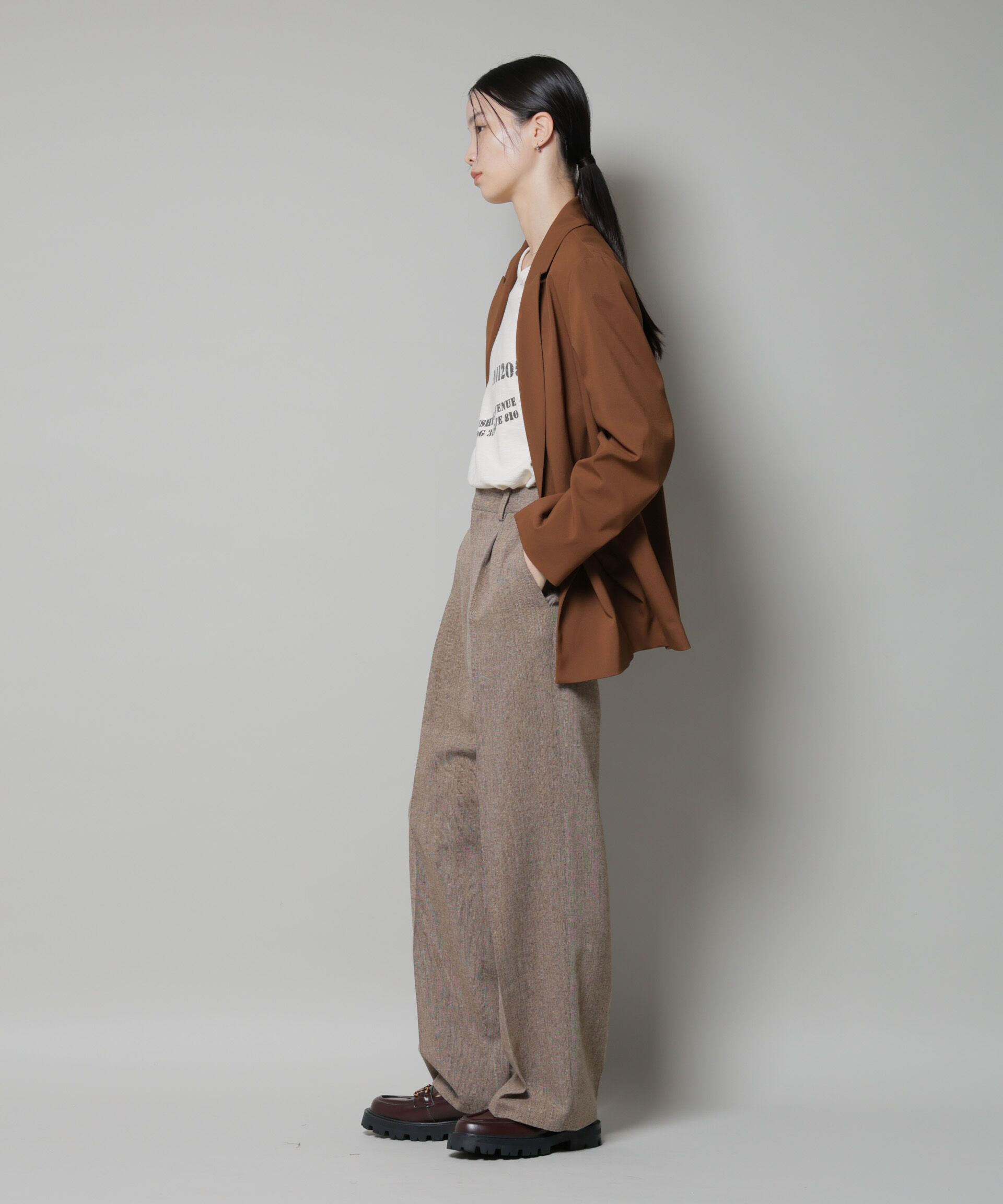 nano･universe「ツイードワンタックパンツ」|チノ|