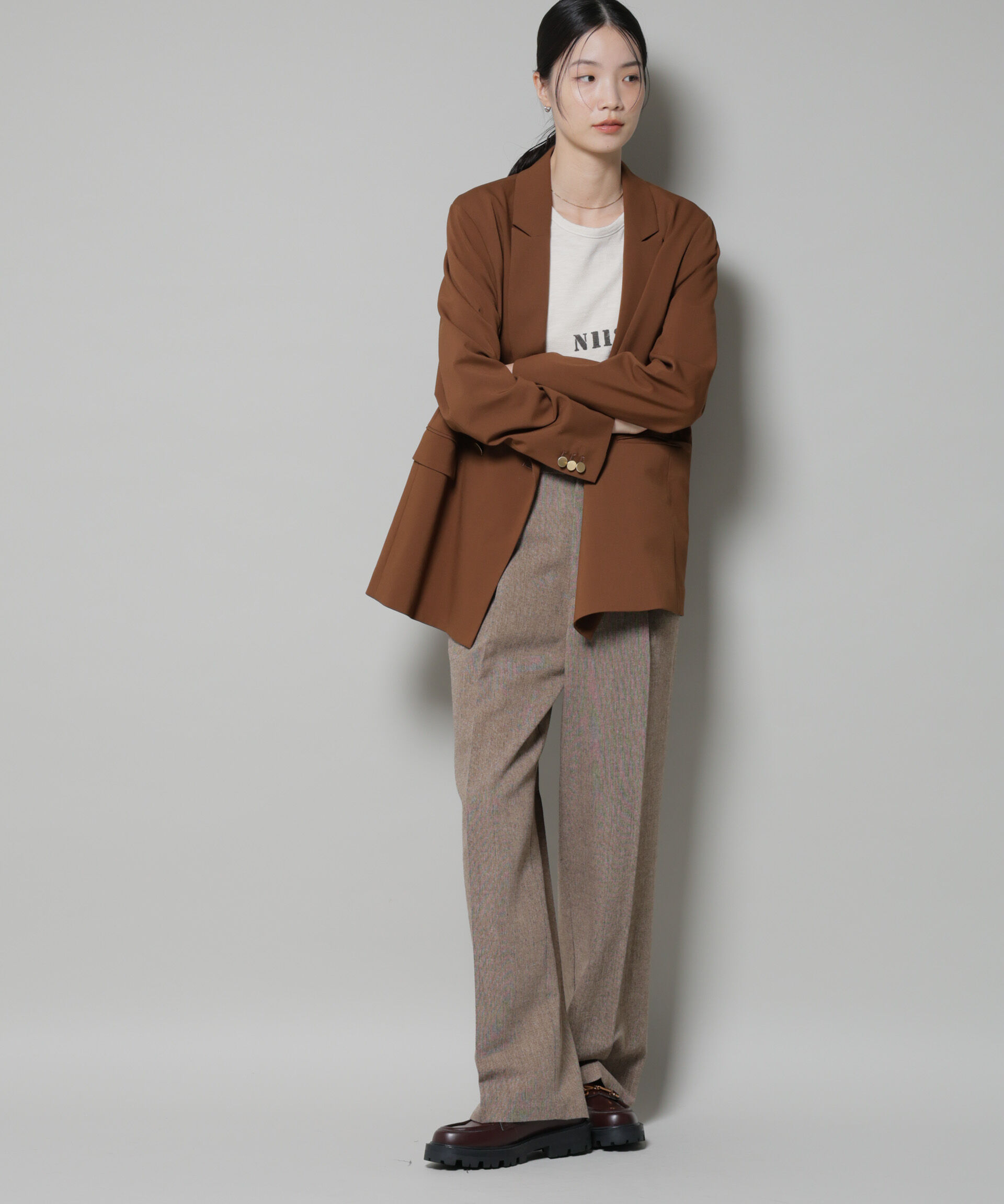 nano･universe「ツイードワンタックパンツ」|チノ|