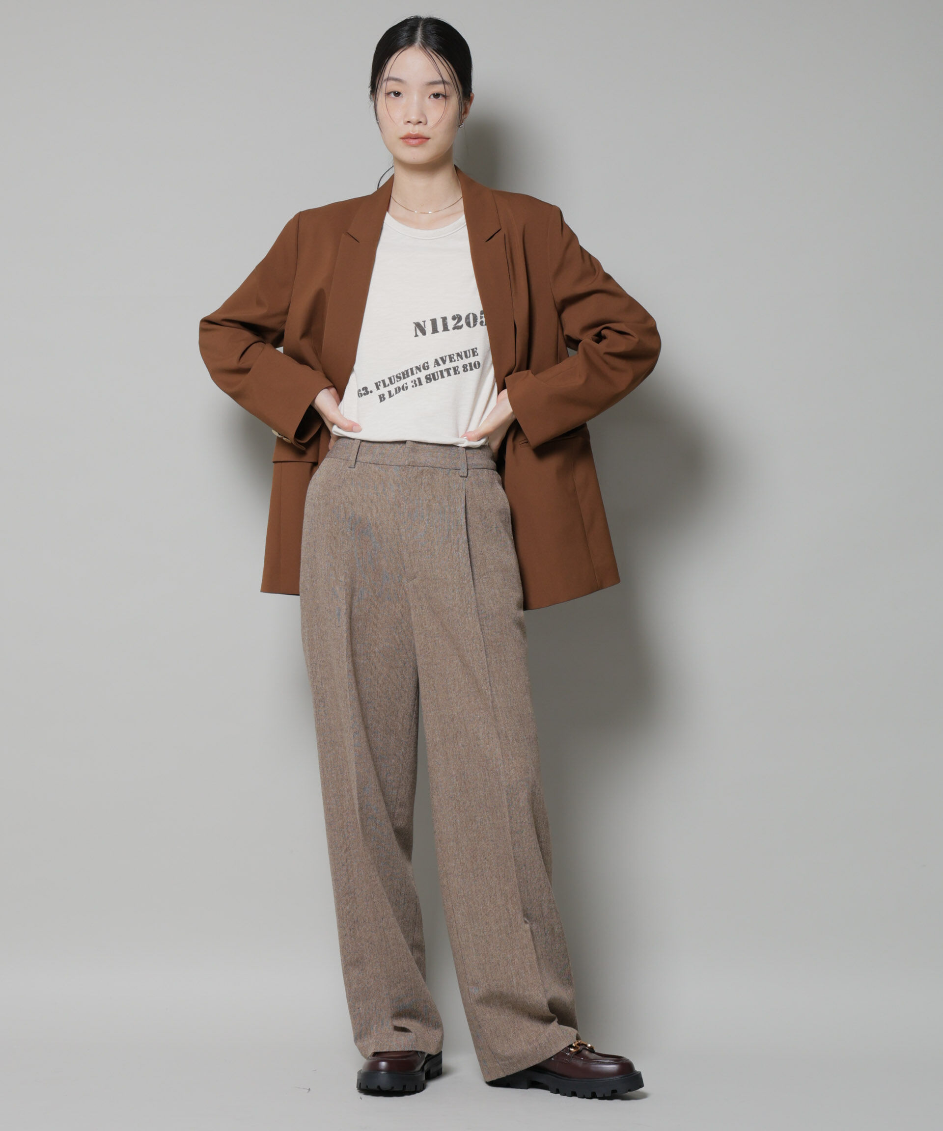 nano･universe「ツイードワンタックパンツ」|チノ|