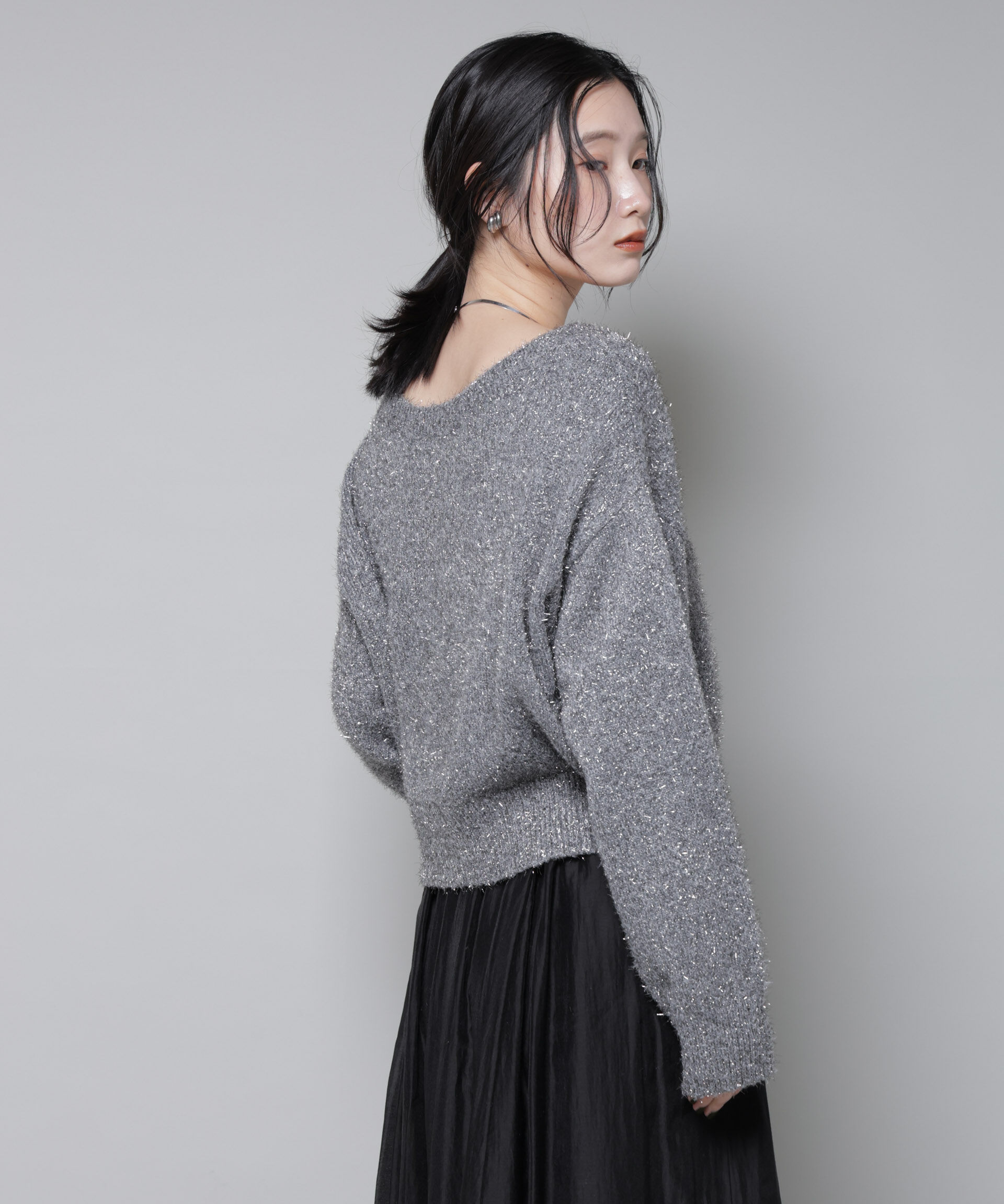 nano･universe「前後2wayラメミックスフェザーニット」|ニット・セーター|