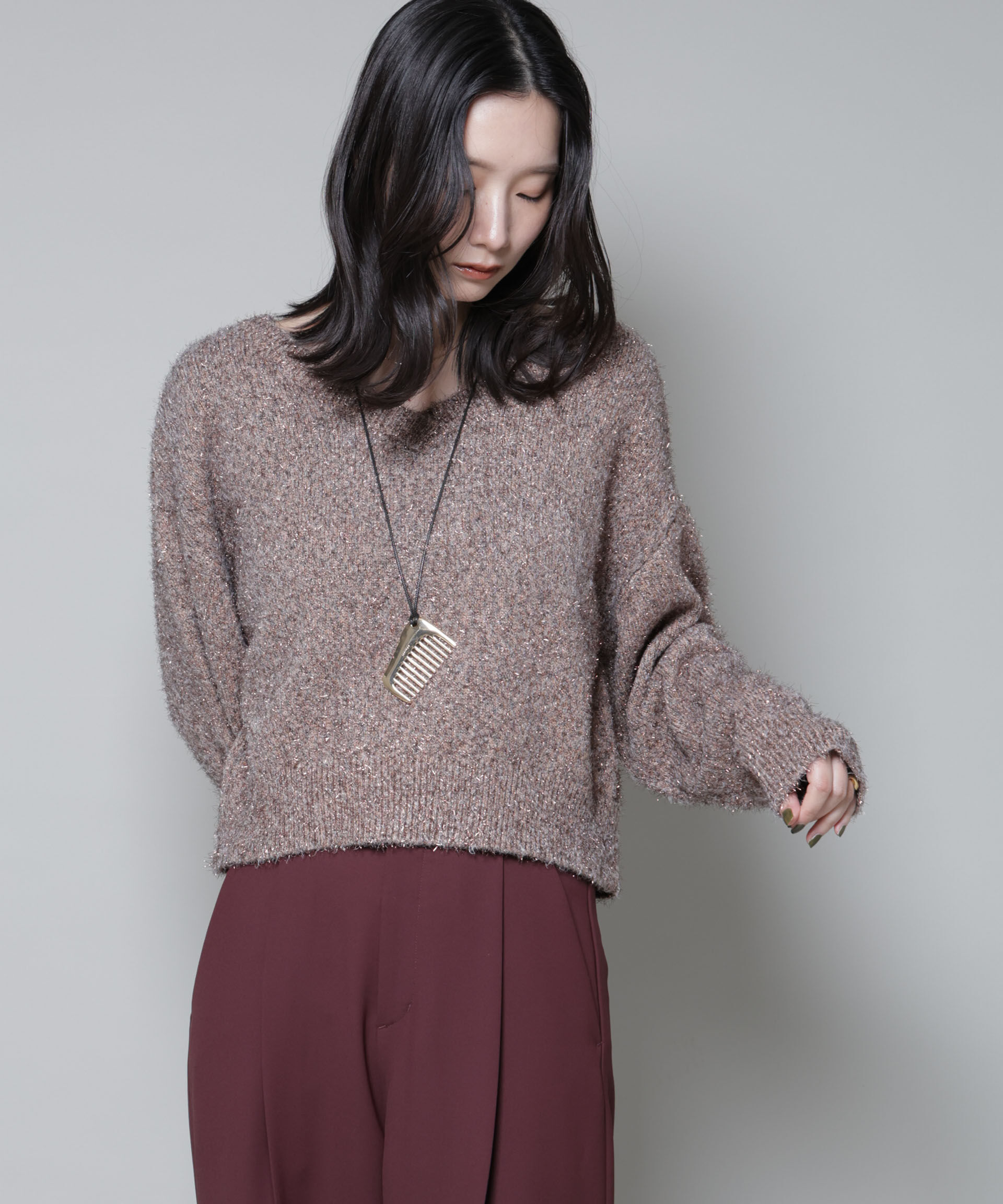 nano･universe「前後2wayラメミックスフェザーニット」|ニット・セーター|