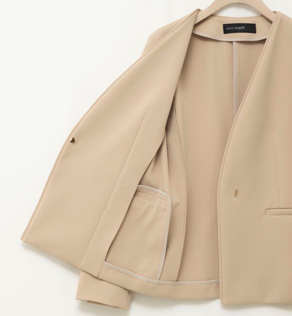 NOLLEY'S sophi「《セットアップ対応》ウォッシャブルWクロス2WAYストレッチジャケット」|ノーカラージャケット|