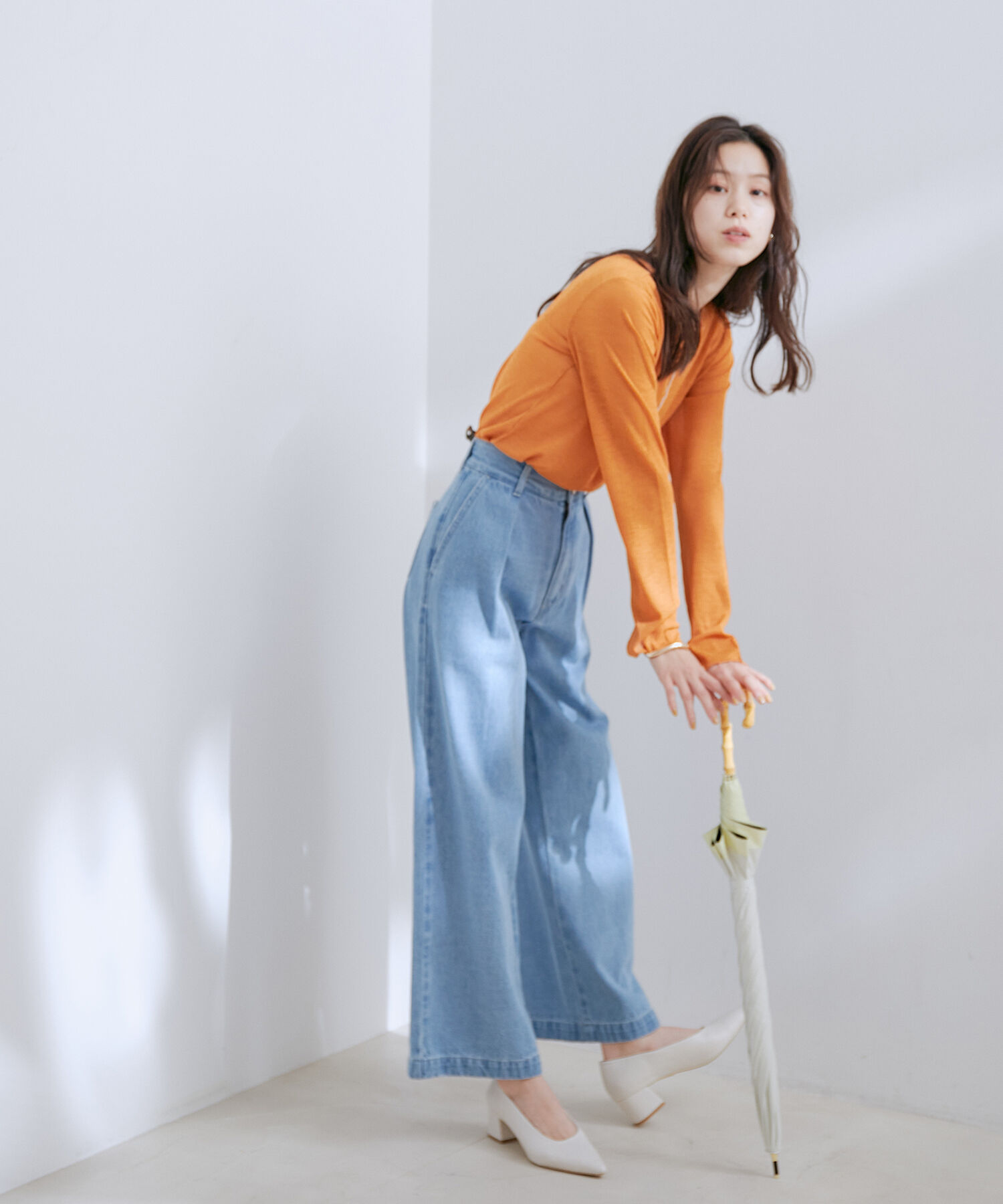 VIS「【晴雨兼用/遮光率100%】バンブーハンドルアンブレラ」|傘|