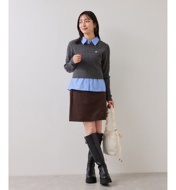 VIS「ハイゲージケーブシャツドッキングプルオーバー」|ニット・セーター|