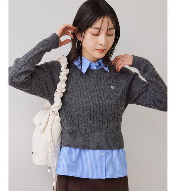 VIS「ハイゲージケーブシャツドッキングプルオーバー」|ニット・セーター|