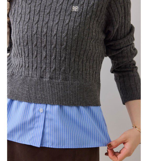 VIS「ハイゲージケーブシャツドッキングプルオーバー」|ニット・セーター|