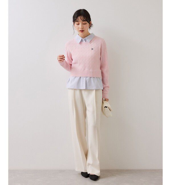 VIS「ハイゲージケーブシャツドッキングプルオーバー」|ニット・セーター|