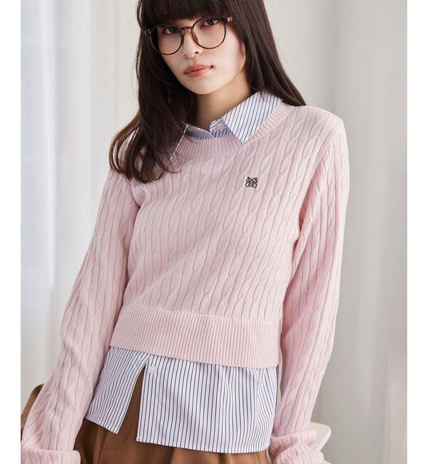 VIS「ハイゲージケーブシャツドッキングプルオーバー」|ニット・セーター|