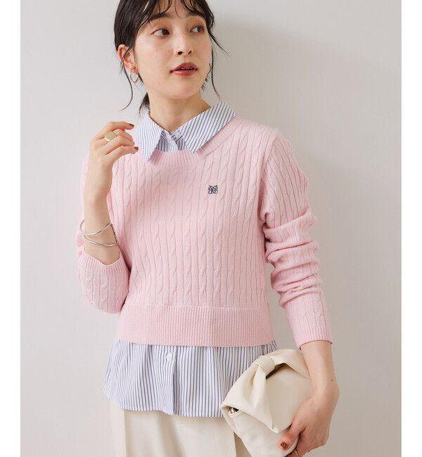 VIS「ハイゲージケーブシャツドッキングプルオーバー」|ニット・セーター|