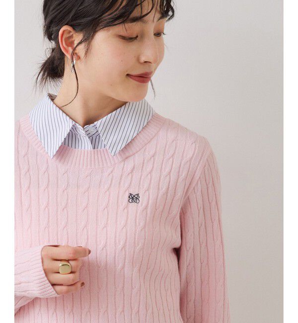 VIS「ハイゲージケーブシャツドッキングプルオーバー」|ニット・セーター|