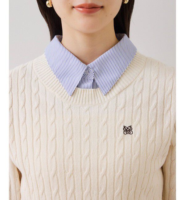 VIS「ハイゲージケーブシャツドッキングプルオーバー」|ニット・セーター|